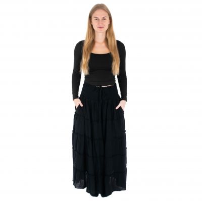 Długa spódnica etno / hippie Bhintuna Black czarna | S/M, L/XL, XXL/XXXL
