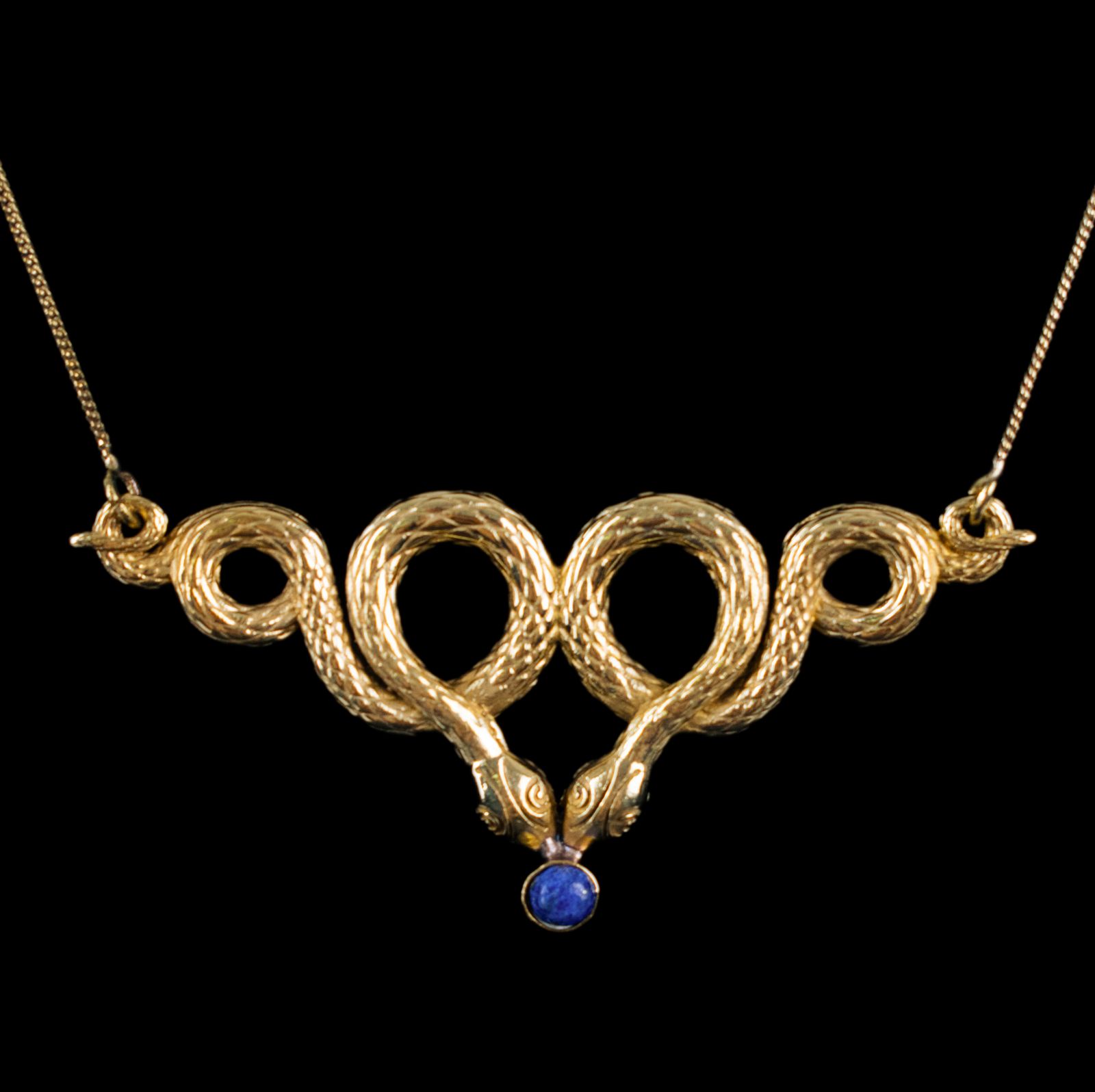 Mosiężny wisiorek Wężowe pętle – Lapis Lazuli India