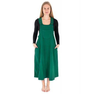 Butelkowo zielona bawełniana sukienka ogrodniczka Jayleen Bottle Green | S/M, L/XL, XXL