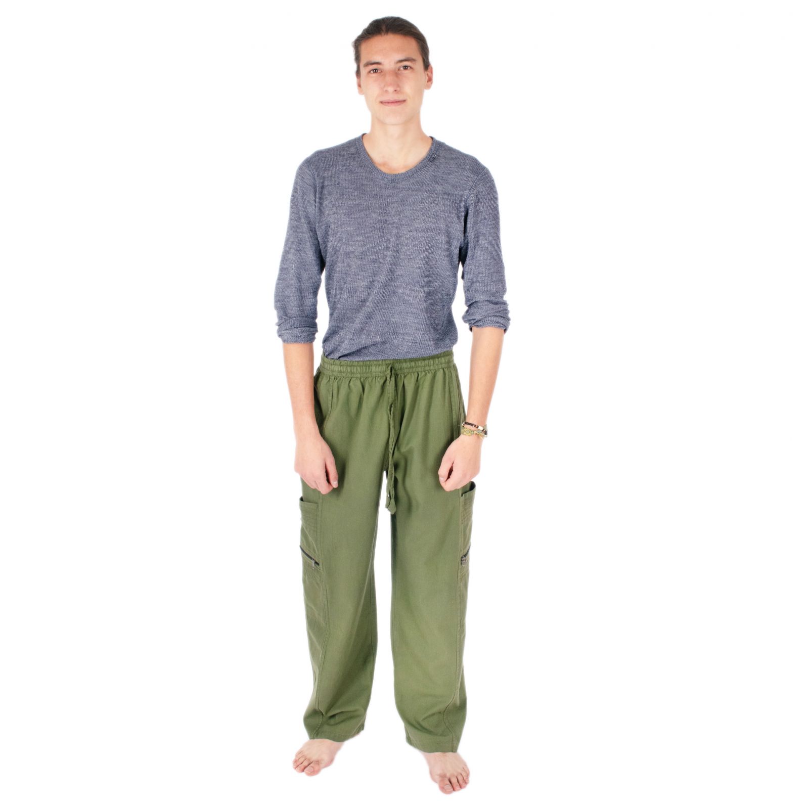 Męskie bawełniane spodnie zielone Taral Green Nepal