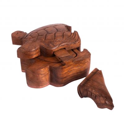 Drewniane pudełko na biżuterię Żółw Indonesia