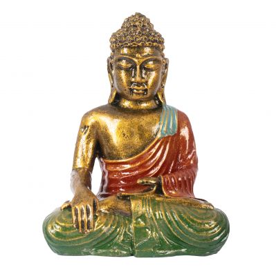 Statuetka z żywicy malowana Barwny Budda 23 cm czerwony