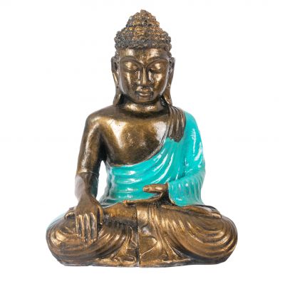 Statuetka z żywicy malowana Barwny Budda 23 cm turkusowy