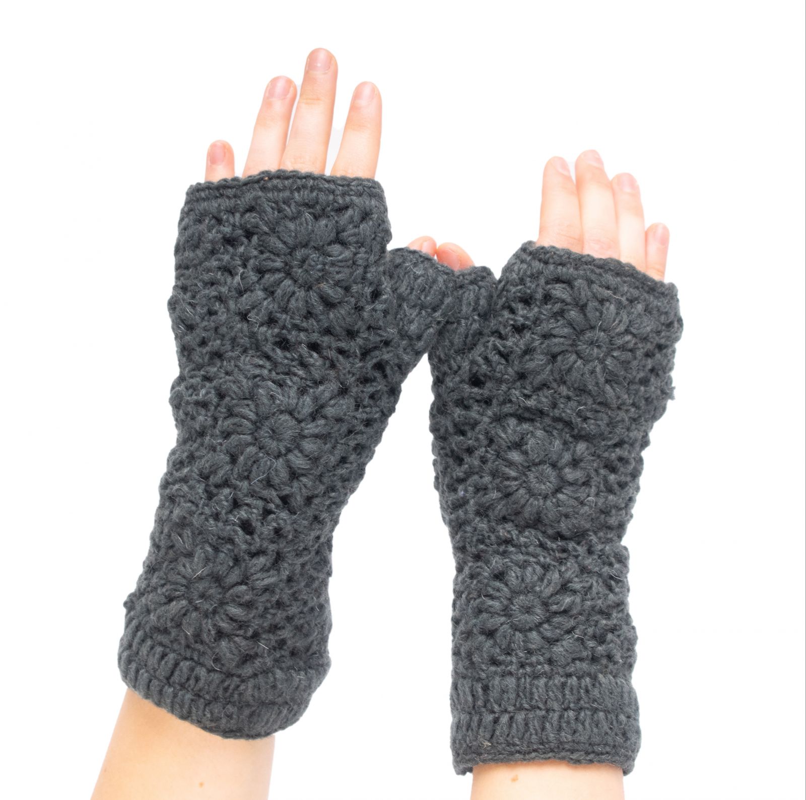 Wełniane rękawiczki bez palców Bardia Anchor Grey Nepal