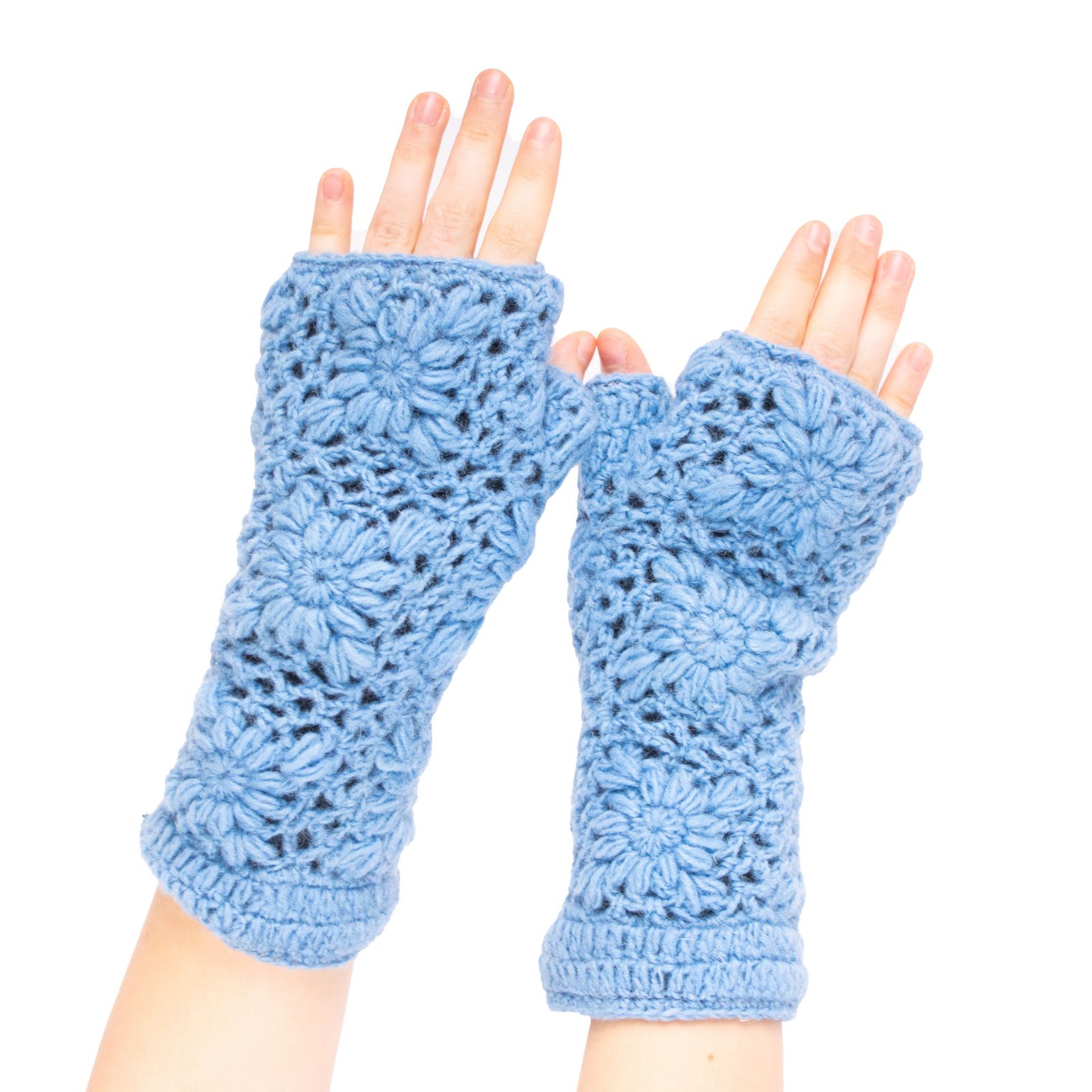 Wełniane rękawiczki bez palców Bardia Pale Blue Nepal