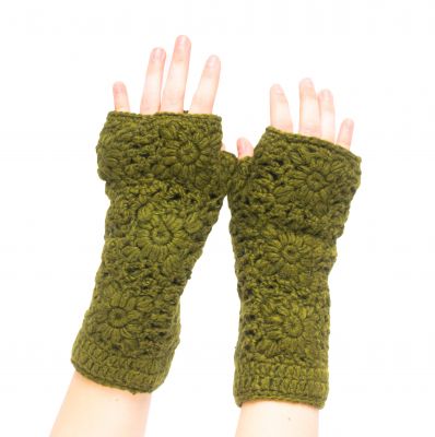 Wełniane rękawiczki bez palców Bardia Pine Green | rękawiczki bezpalcowe, komplet opaska i rękawiczki bezpalcowe