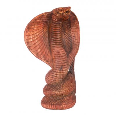 Rzeźbiona drewniana statuetka Kobra - Wysokość 30 cm Indonesia