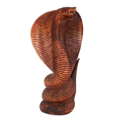 Rzeźbiona drewniana statuetka Kobra Indonesia