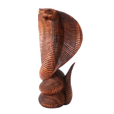 Rzeźbiona drewniana statuetka Kobra Indonesia
