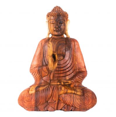 Rzeźbiona drewniana statuetka siedzącego Buddy 1 | 45 cm, 50 cm, 62 cm