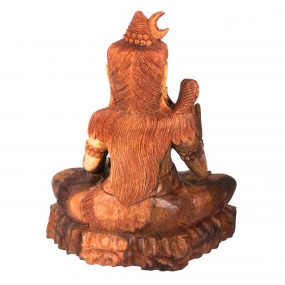 Rzeźbiona drewniana statuetka Siedzącego Śiwy 2 Indonesia