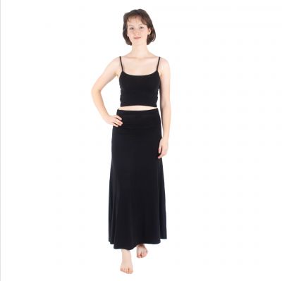 Długa spódnica w jednolitym kolorze Panjang Black Thailand