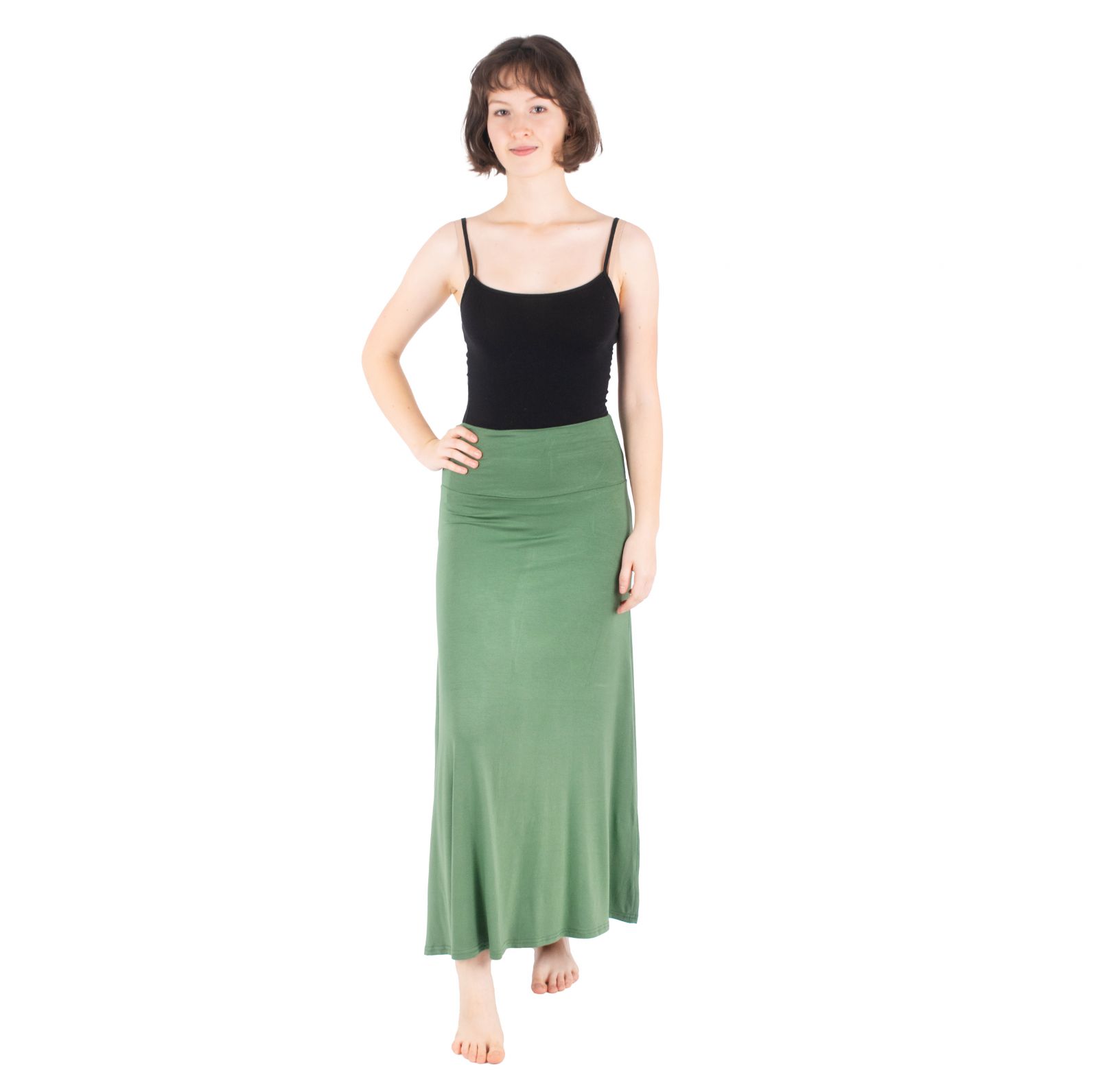Długa spódnica w jednolitym kolorze Panjang Khaki Thailand