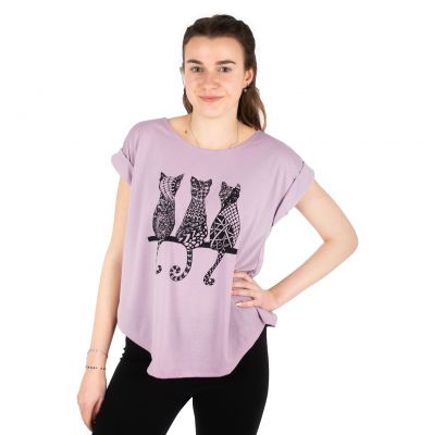 Damska koszulka z krótkim rękawem Darika Cats 2 Violet | S/M