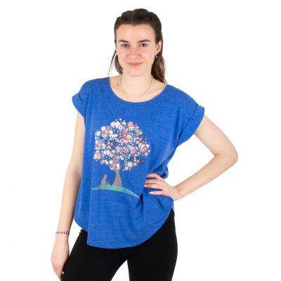 Damska koszulka z krótkim rękawem Darika Tree of Friendship Medium Blue | S/M