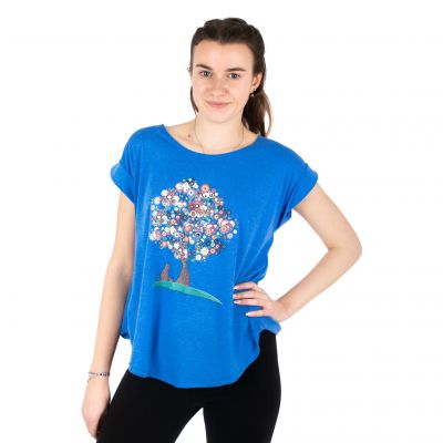 Damska koszulka z krótkim rękawem Darika Tree of Friendship Blue | S/M