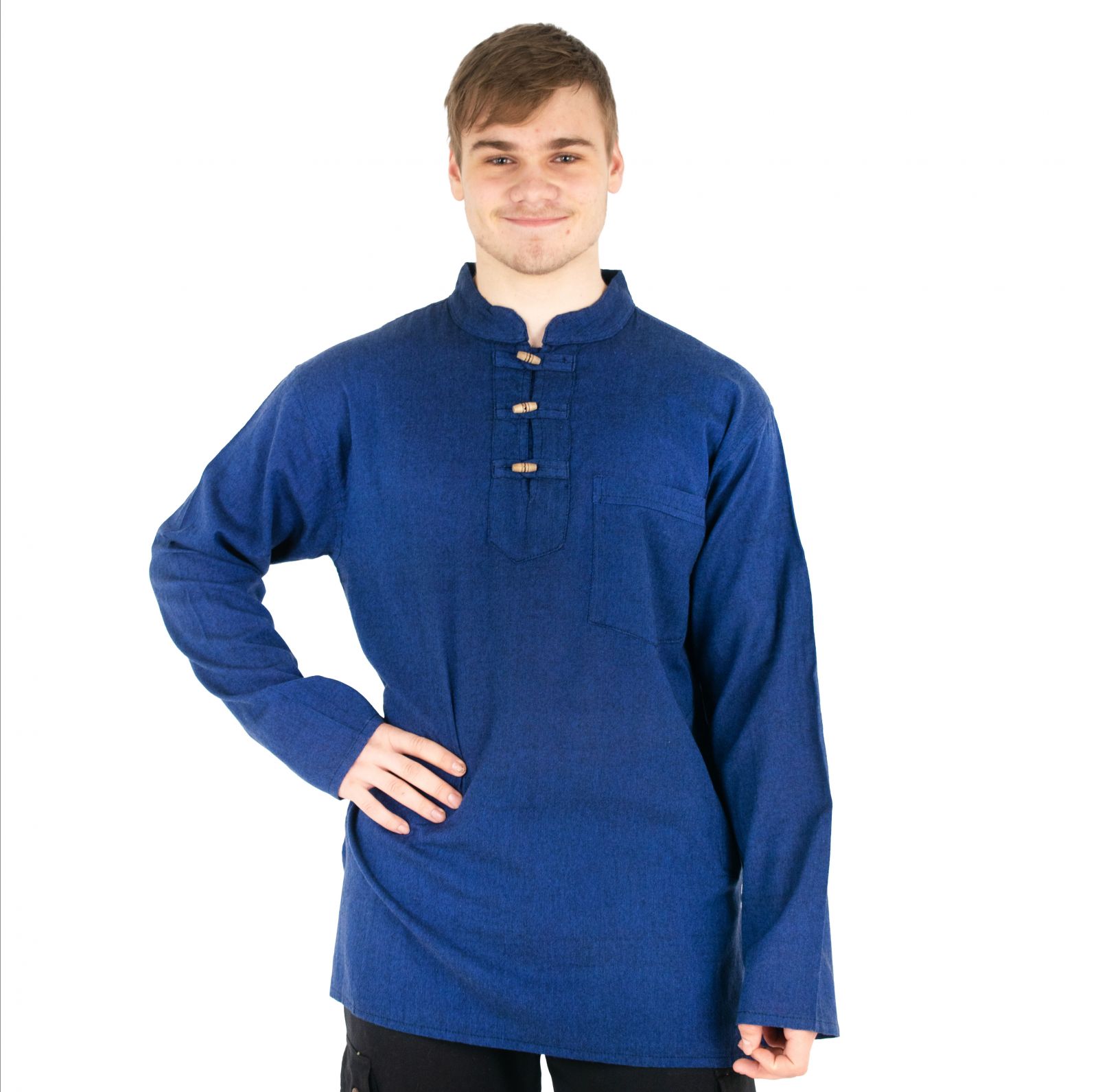 Kurta Vikram Blue - koszula męska z długimi rękawami Nepal