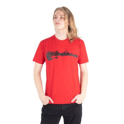 Bawełniana koszulka z nadrukiem Miasto gitarowe – czerwona | M, L, XL, XXL