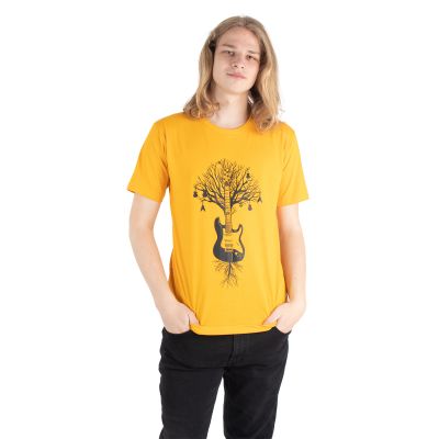 Bawełniana koszulka z nadrukiem Gitarowe drzewo – żółta | M, L, XL, XXL