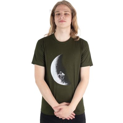 Bawełniana koszulka z nadrukiem Cosmonaut - khaki | M, L, XL, XXL