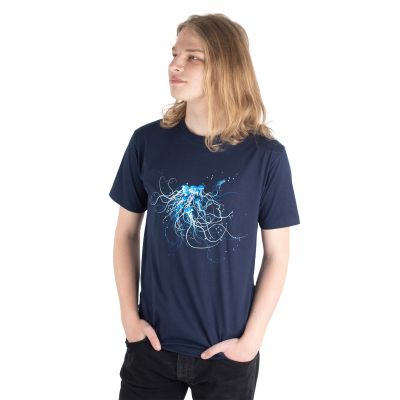 Bawełniana koszulka z nadrukiem Profil meduz - granatowa | M, L, XL, XXL