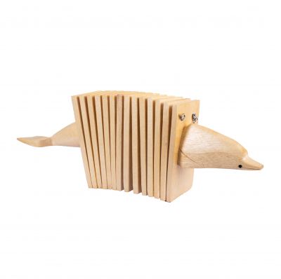 Drewniana grzechotka w kształcie akordeonu - Delfin