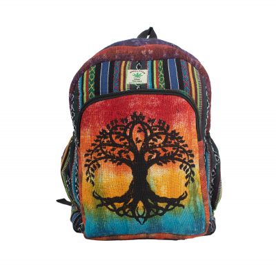 Plecak etniczny z konopi Drzewo - kolorowy Nepal