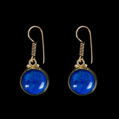 Kolczyki z mosiądzu Purnimal Lapis lazuli