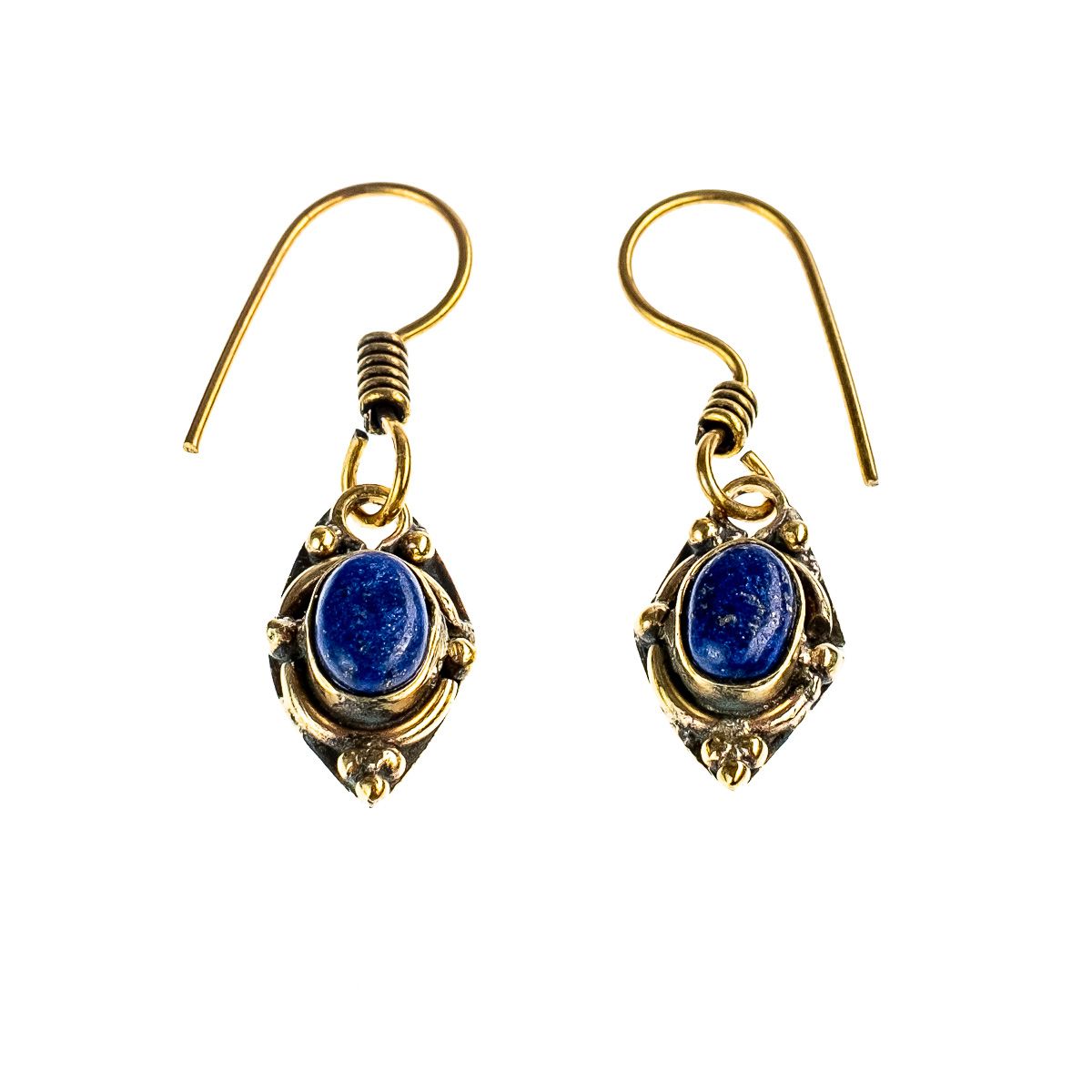 Kolczyki z mosiądzu Marisol Lapis lazuli India