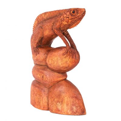 Rzeźbiona drewniana statuetka Iguana Indonesia