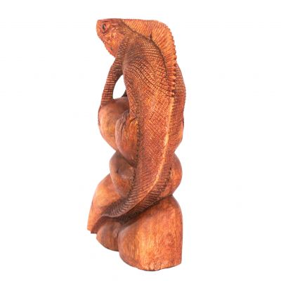 Rzeźbiona drewniana statuetka Iguana Indonesia