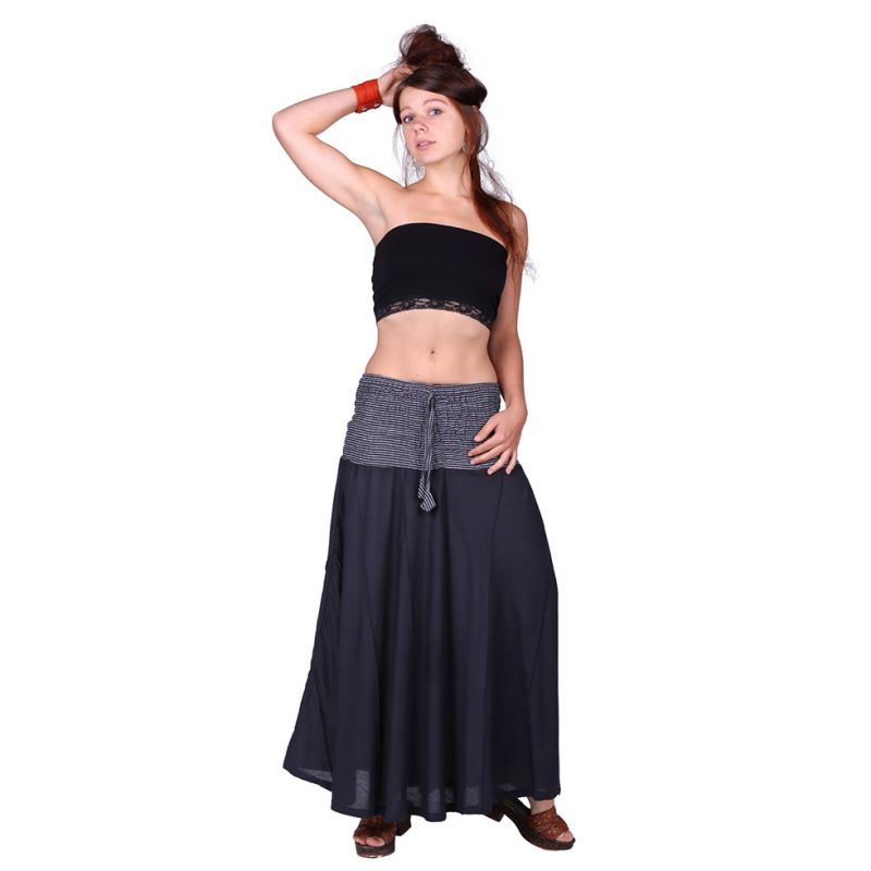 Długa spódnica etno Rea Hitam czarna Nepal