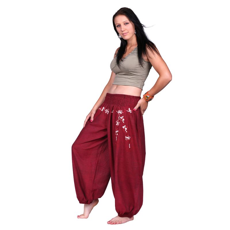 Spodnie sułtanki z haftem Sabuk Merun Nepal