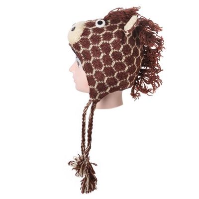 Wełniana czapka Giraffe - brązowa Nepal