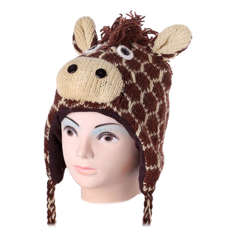 Wełniana czapka Giraffe - brązowa Nepal