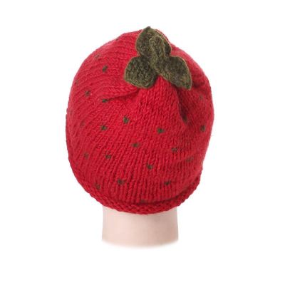 Wełniana czapka Strawberry bez pomponów