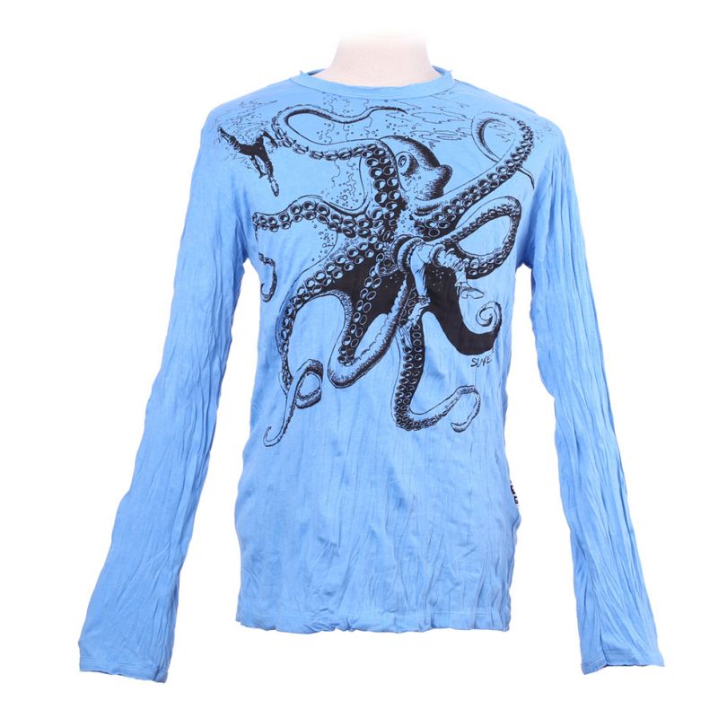Męska koszulka Sure z długim rękawem - Octopus Attack Turquoise Thailand