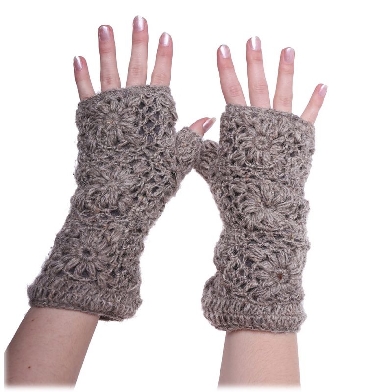 Wełniane rękawiczki bez palców Bardia Light Grey Nepal