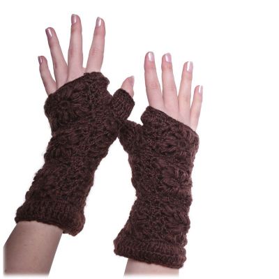 Wełniane rękawiczki bez palców Bardia Brown